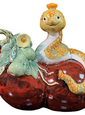 蛇陶瓷摆件十二生肖装饰品送礼