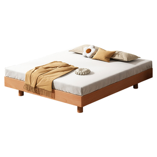 榉木实木床现代简约无床头主卧1.8米双人床高端小户型家用儿童床