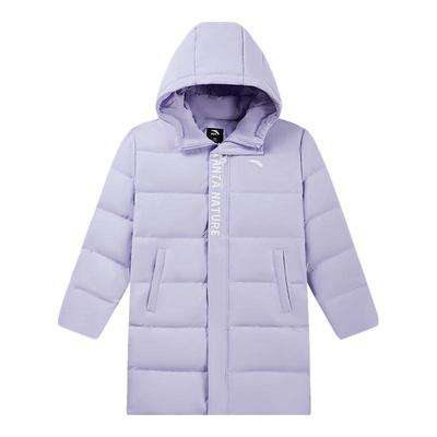 安踏儿童女童中长款四防羽绒服