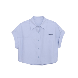 荒荒家 刺绣短袖小衬衫2025夏季新款韩版学院风减龄衬衣外套女ins