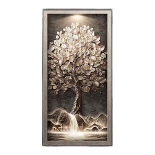 发财树高端玄关装饰画轻奢高级感走廊过道挂画竖版大气入户门壁画