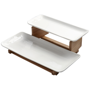 JIALICMJ双层多层盘子带架子公司聚会展示餐盘下午茶点心蛋糕盘