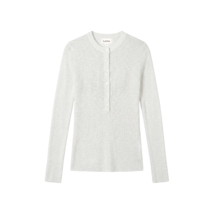 Lorene针织衫女2026新款春装修身亚麻复古亨利套头衫圆领打底衫女