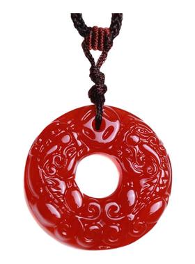 红玛瑙貔貅平安扣挂饰品吊坠包邮