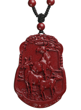 朱砂属羊吊坠本命年十二生肖项链