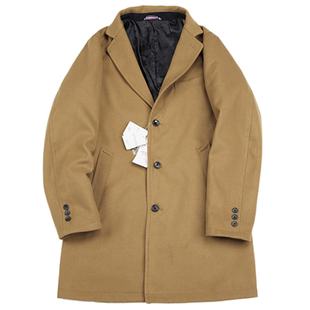 Woolen coat 单排扣 日式修身复古中长款翻领毛呢大衣