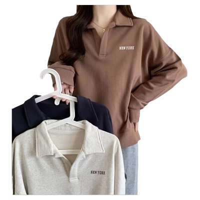 欧货ins潮牌polo翻领卫衣女2023