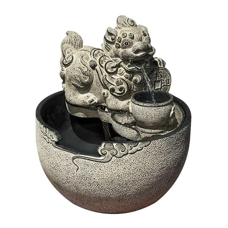 招财流水生财摆件循环水貔貅吐水办公室茶室布置水系景观室内鱼池