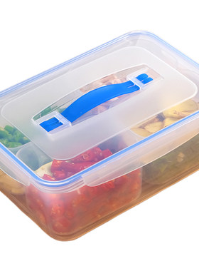 四分格厨房葱姜蒜收纳盒冷冻冰箱食品级保鲜盒子葱花备菜分装家用