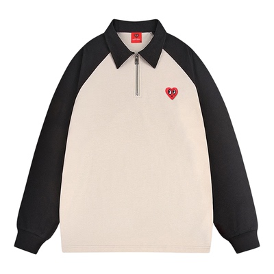 查尔斯桃心半拉链POLO领卫衣男