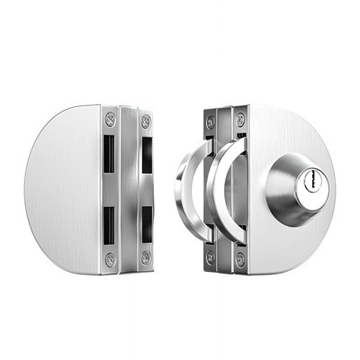 【玻璃门双开锁】免开孔直接安装