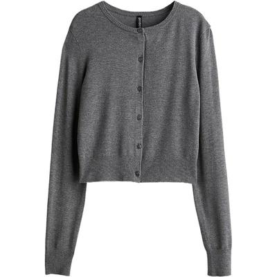 HM女装毛针织衫冬季休闲宽松圆领miu系开衫打底衫短开衫1226261