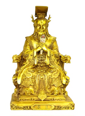 黄铜龙王爷神像供奉摆件