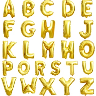 16寸金银阿拉伯数字铝膜箔气球儿童节宝宝派对生日布置装饰品0-9
