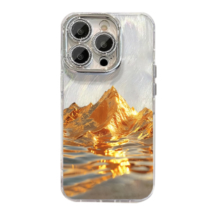 金色山脉水波纹手机壳适用苹果16招财iphone15promax发财14plus小众13高级感12新款11羽纱壳x简约17男女xs套