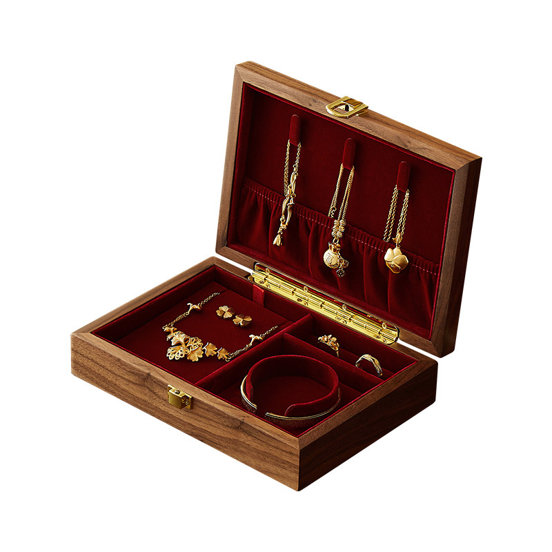 三金五金黄金首饰盒七夕送女友实木收纳盒高档精致结婚订婚礼物