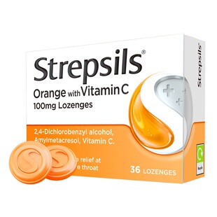 Strepsils使立消润喉薄荷清凉VC含片缓喉痛干咳干痒咽炎用嗓过多