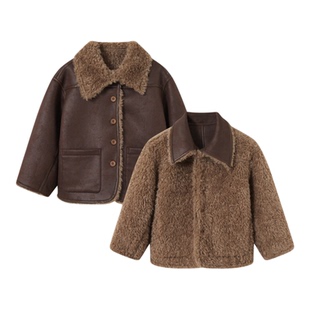 【现货亲子空气层麂皮绒】senbaby女童保暖冬装毛毛外套双面穿