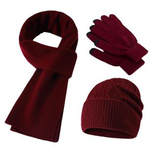 中老年围巾帽子手套羊毛两三件套男女冬季老年人爷爷奶奶爸爸妈妈