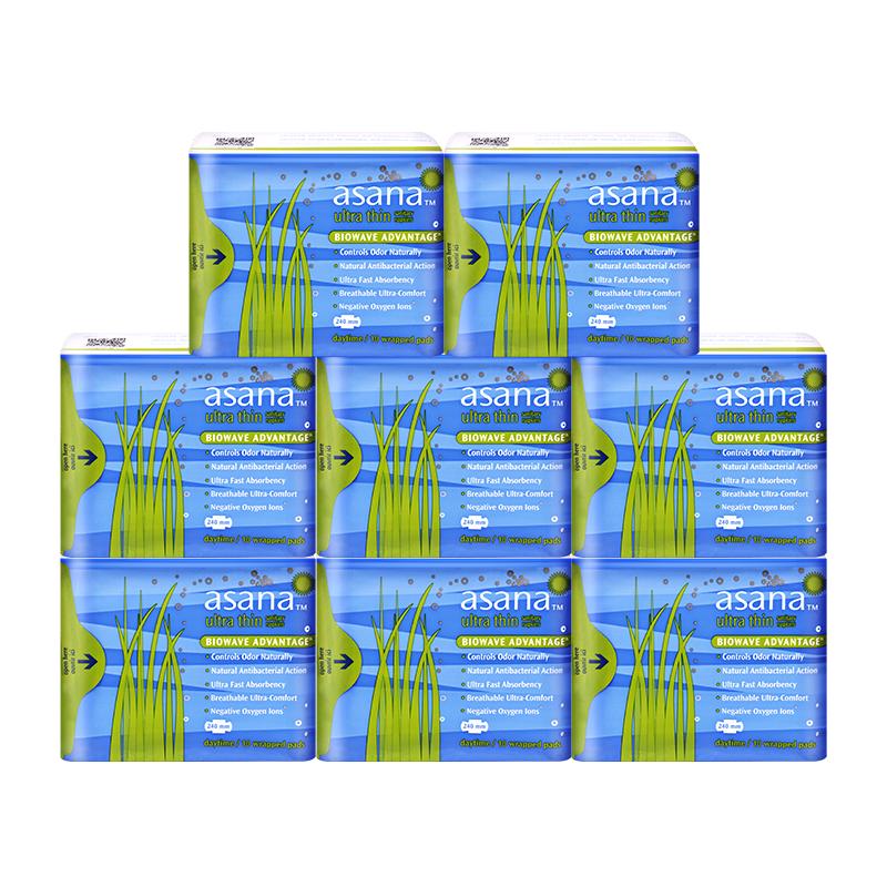 【8包】阿莎娜卫生巾日用240mm超薄透气整箱批日夜用姨妈巾asana