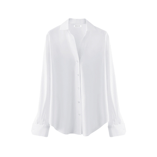 思线免烫抗皱 白色衬衫女长袖V领真丝衬衣桑蚕丝上衣2026新款春夏