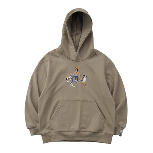 Battles 仿手工刺绣连帽卫衣重磅420g休闲宽松美式帽衫