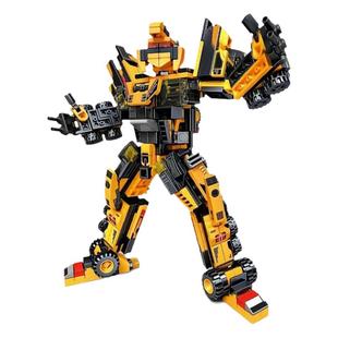 森宝积木三一重工轮式挖掘机6合1工程机器人全地面起重机组装玩具