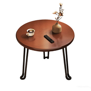 实木小圆桌茶几沙发边几胡桃色角几可折叠边桌阳台茶桌床头柜桌子