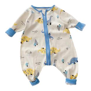 男童女童春秋薄款纯棉连体睡衣卡通无骨无痕家居服宝宝夏分腿睡袋