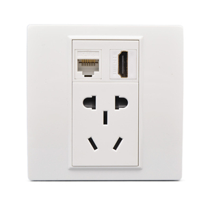 六类网络HDMI带五孔电源插座5孔加千兆电脑电视网线高清线面板