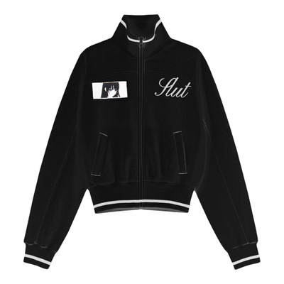 eihey诶嘿秋季新款女孩印花条纹撞色短款修身外套长袖运动夹克女