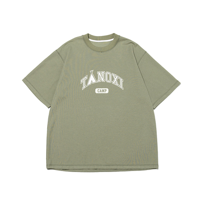TANOXI钻石棉复古露营字母短袖