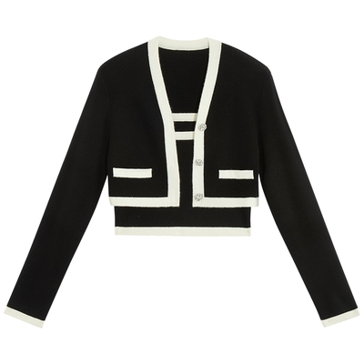 【博主同款】bebe2025秋季女士含羊毛内搭两件套针织开衫330613