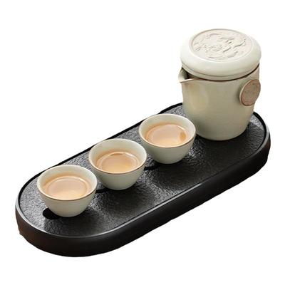 旅行茶具汝窑功夫泡茶壶茶杯套装简约户外便携式快客杯一壶四杯
