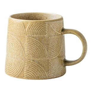 巷子尾〖新款办公侘寂杯〗浮雕设计陶瓷杯子带盖咖啡杯复古马克杯