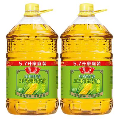 【鲁花直销】鲁花物理压榨玉米胚芽油5.7L*2 非转基因 粮油食用油