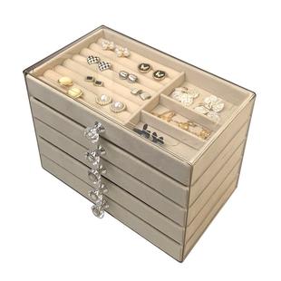 首饰盒多层防氧化绒布精致耳环项链手镯饰品收纳盒高档配饰手饰盒