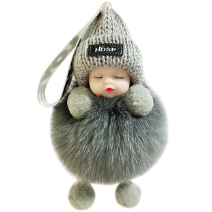 狐狸毛睡眠娃娃毛绒玩具手机挂饰挂绳玩偶公仔真毛包挂件车钥匙扣