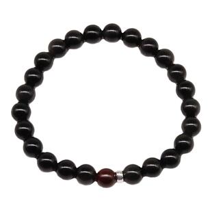 天然黑曜石手链男款女情侣韩版银首饰品个性佛珠转运手串生日礼物