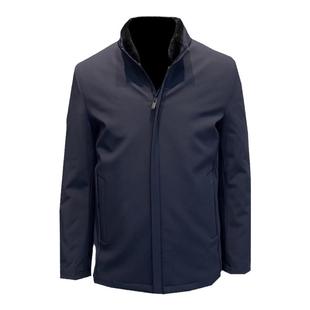 可脱卸兔毛内胆尼克服男士立领水貂毛领保暖皮草外套LENZON领佐