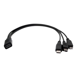 typec母转micro usb miniusb typec三合一快充数据线一拖三充电线