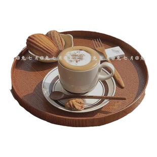兔七月|木托盘茶盘ins日式复古木质餐盘民宿咖啡厅杯子饮品点心盘