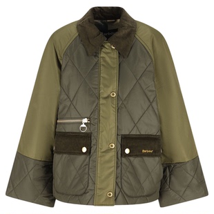 现货 英国Barbour Martha女士巴恩风绗缝拼色夹棉外套夹克棉服