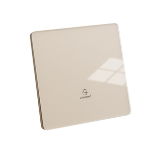 国际电工超薄钢化玻璃开关插座面板墙壁奶油风米白暖色1单带5五孔