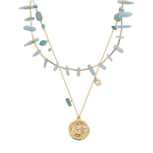 CHEZ LOOPS蓝石秘境项链 海蓝宝天然石原创小众设计可叠戴锁骨链