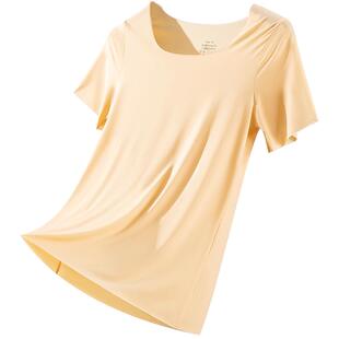 无痕短袖女t恤夏季2025新款超薄冰丝防透防走光内搭衬裙打底上衣