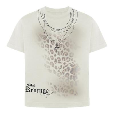 ANTIDOTE 立体动物纹豹纹项链做旧印花美式复古正肩短袖T恤男夏季