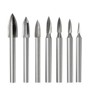 百旗电动白钢雕刻刀刀头三刃尖刀核雕橄榄木雕雕木工套装铣刀划线