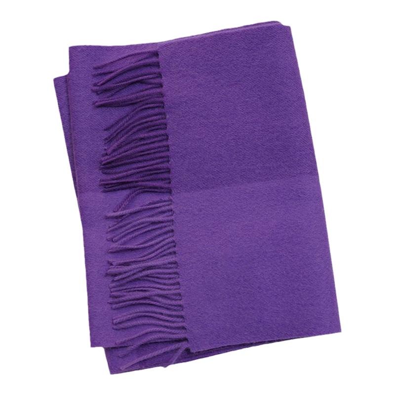 APCSHOP绒尖时尚选 秋冬简约保暖雾紫拼色女士流苏纯山羊绒围巾