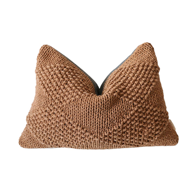 日式驼色手工编织抱枕